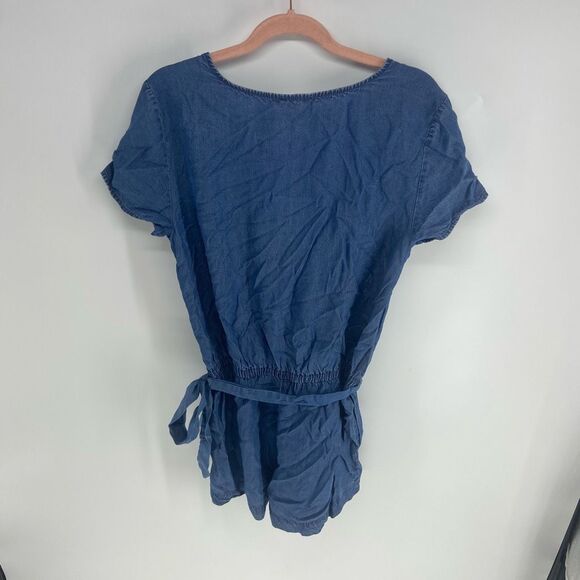 Daily Ritual Women’s Blue Faux Wrap Short Sleeve Romper Size 8 - Picture 6 of 6